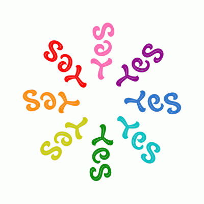 Ambigram_Say_Yes_radial_pattern_rainbow_color_-_rotation_animation.gif