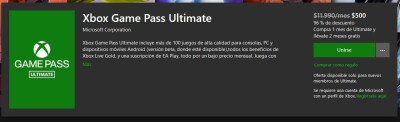 Dato Xbox game pass ultimate