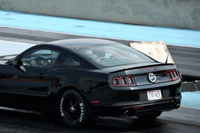Black Mustang Squat and Launch