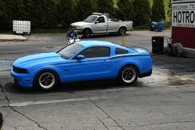 Blue Mustang Tire Warming