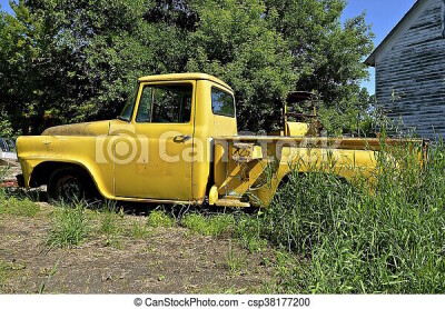 old yellow pickup stock photography csp38177200