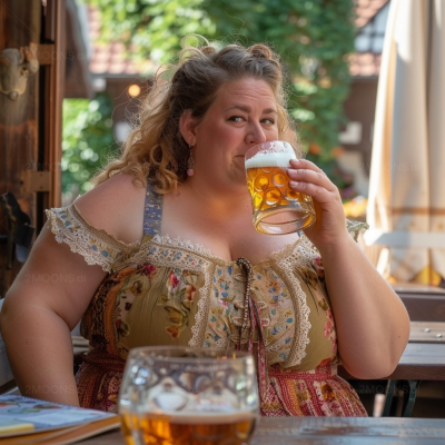 german woman drinking beer disney style V1hhV